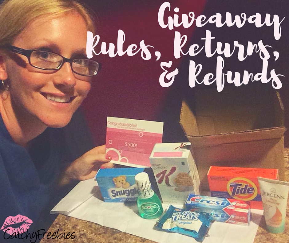 catchyfreebies giveaway rules refunds returns facebook